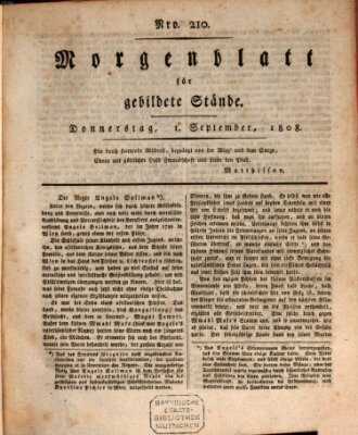 Morgenblatt für gebildete Stände Donnerstag 1. September 1808