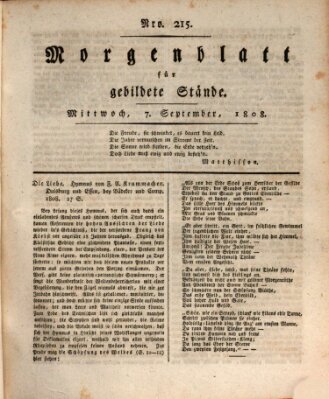 Morgenblatt für gebildete Stände Mittwoch 7. September 1808