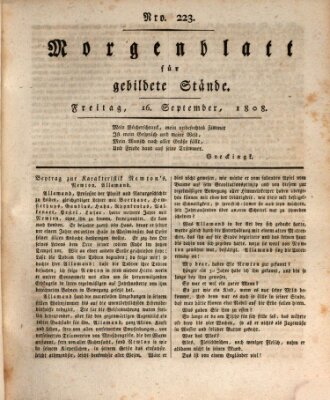 Morgenblatt für gebildete Stände Freitag 16. September 1808