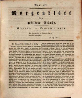 Morgenblatt für gebildete Stände Mittwoch 21. September 1808