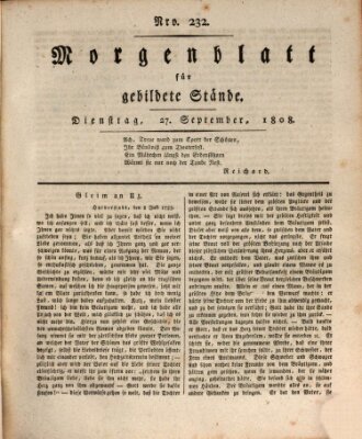 Morgenblatt für gebildete Stände Dienstag 27. September 1808