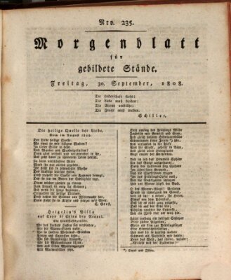 Morgenblatt für gebildete Stände Freitag 30. September 1808