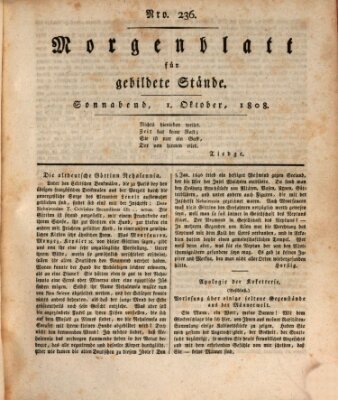 Morgenblatt für gebildete Stände Samstag 1. Oktober 1808