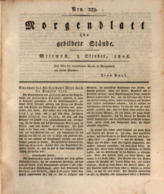 Morgenblatt für gebildete Stände Mittwoch 5. Oktober 1808