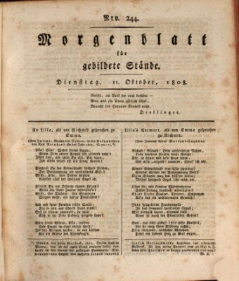 Morgenblatt für gebildete Stände Dienstag 11. Oktober 1808