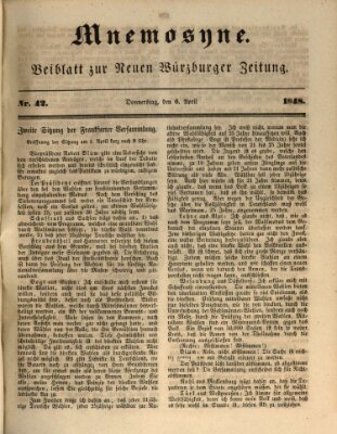 Mnemosyne (Neue Würzburger Zeitung) Donnerstag 6. April 1848