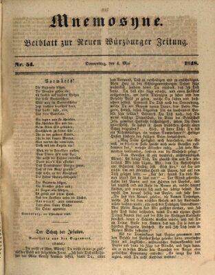 Mnemosyne (Neue Würzburger Zeitung) Donnerstag 4. Mai 1848