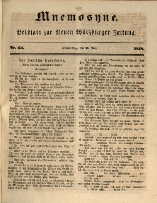 Mnemosyne (Neue Würzburger Zeitung) Donnerstag 25. Mai 1848
