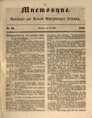 Mnemosyne (Neue Würzburger Zeitung) Sonntag 28. Mai 1848