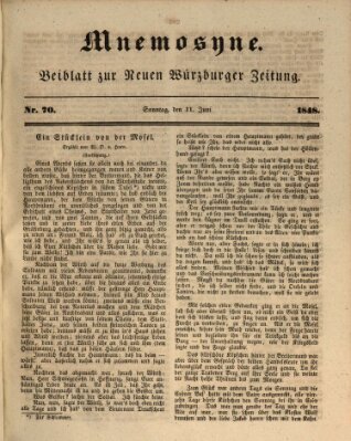 Mnemosyne (Neue Würzburger Zeitung) Sonntag 11. Juni 1848