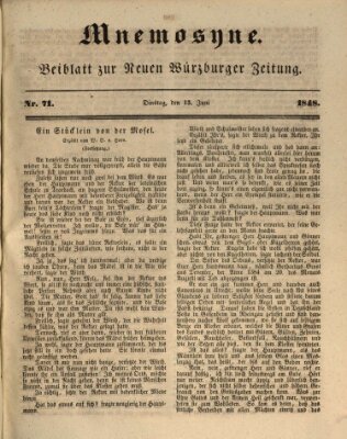 Mnemosyne (Neue Würzburger Zeitung) Dienstag 13. Juni 1848