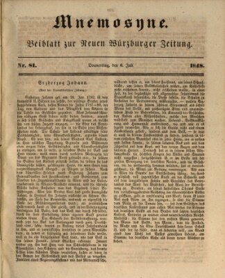 Mnemosyne (Neue Würzburger Zeitung) Donnerstag 6. Juli 1848