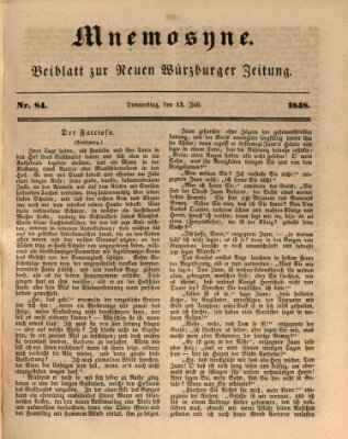 Mnemosyne (Neue Würzburger Zeitung) Donnerstag 13. Juli 1848