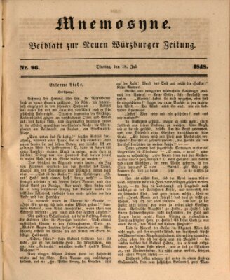 Mnemosyne (Neue Würzburger Zeitung) Dienstag 18. Juli 1848