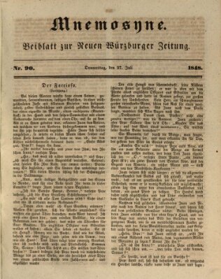 Mnemosyne (Neue Würzburger Zeitung) Donnerstag 27. Juli 1848