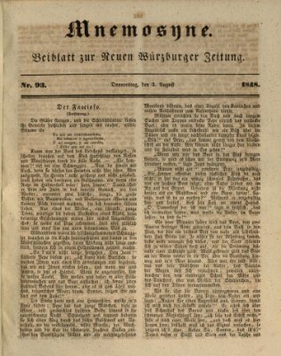 Mnemosyne (Neue Würzburger Zeitung) Donnerstag 3. August 1848