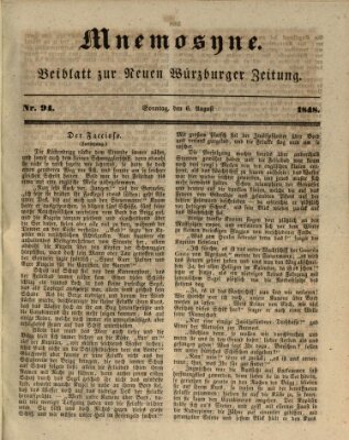 Mnemosyne (Neue Würzburger Zeitung) Sonntag 6. August 1848