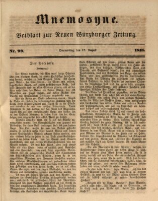 Mnemosyne (Neue Würzburger Zeitung) Donnerstag 17. August 1848