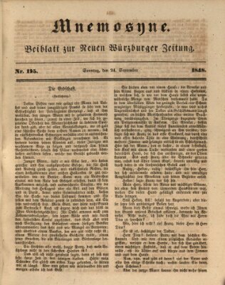 Mnemosyne (Neue Würzburger Zeitung) Sonntag 24. September 1848