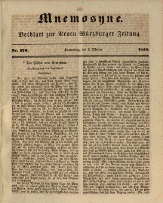 Mnemosyne (Neue Würzburger Zeitung) Donnerstag 5. Oktober 1848