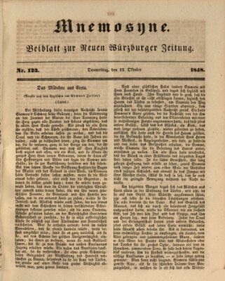 Mnemosyne (Neue Würzburger Zeitung) Donnerstag 12. Oktober 1848