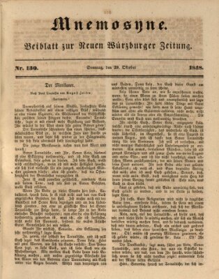 Mnemosyne (Neue Würzburger Zeitung) Sonntag 29. Oktober 1848