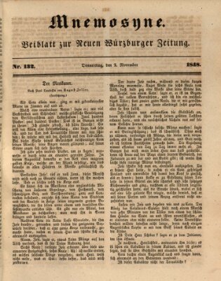 Mnemosyne (Neue Würzburger Zeitung) Donnerstag 2. November 1848