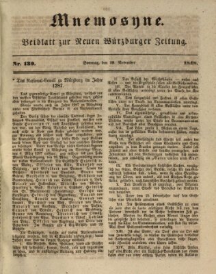 Mnemosyne (Neue Würzburger Zeitung) Sonntag 19. November 1848