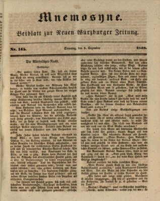 Mnemosyne (Neue Würzburger Zeitung) Sonntag 3. Dezember 1848