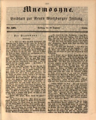 Mnemosyne (Neue Würzburger Zeitung) Sonntag 10. Dezember 1848