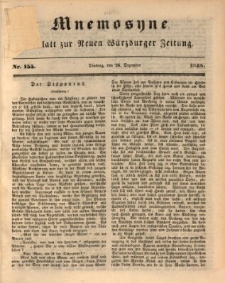 Mnemosyne (Neue Würzburger Zeitung) Dienstag 26. Dezember 1848