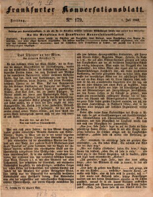 Frankfurter Konversationsblatt (Frankfurter Ober-Post-Amts-Zeitung) Freitag 1. Juli 1842