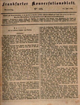 Frankfurter Konversationsblatt (Frankfurter Ober-Post-Amts-Zeitung) Sonntag 10. Juli 1842