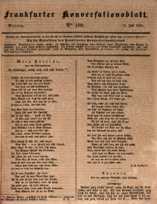 Frankfurter Konversationsblatt (Frankfurter Ober-Post-Amts-Zeitung) Montag 11. Juli 1842