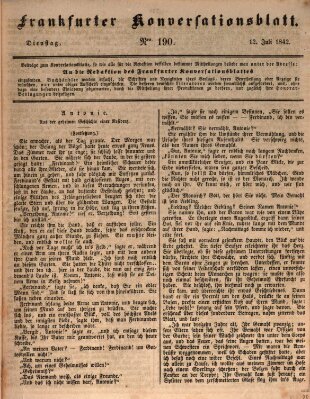 Frankfurter Konversationsblatt (Frankfurter Ober-Post-Amts-Zeitung) Dienstag 12. Juli 1842