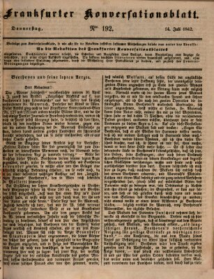 Frankfurter Konversationsblatt (Frankfurter Ober-Post-Amts-Zeitung) Donnerstag 14. Juli 1842