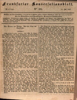 Frankfurter Konversationsblatt (Frankfurter Ober-Post-Amts-Zeitung) Freitag 15. Juli 1842