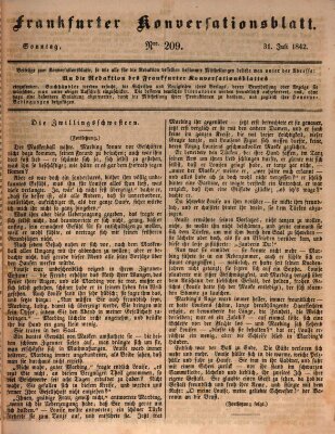 Frankfurter Konversationsblatt (Frankfurter Ober-Post-Amts-Zeitung) Sonntag 31. Juli 1842