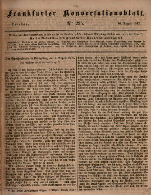 Frankfurter Konversationsblatt (Frankfurter Ober-Post-Amts-Zeitung) Dienstag 16. August 1842