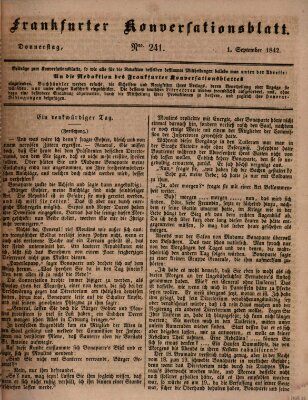 Frankfurter Konversationsblatt (Frankfurter Ober-Post-Amts-Zeitung) Donnerstag 1. September 1842