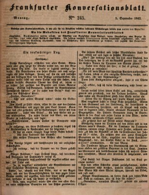 Frankfurter Konversationsblatt (Frankfurter Ober-Post-Amts-Zeitung) Montag 5. September 1842