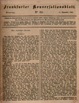 Frankfurter Konversationsblatt (Frankfurter Ober-Post-Amts-Zeitung) Sonntag 11. September 1842