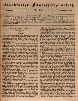 Frankfurter Konversationsblatt (Frankfurter Ober-Post-Amts-Zeitung) Montag 19. September 1842