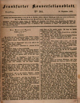 Frankfurter Konversationsblatt (Frankfurter Ober-Post-Amts-Zeitung) Samstag 24. September 1842