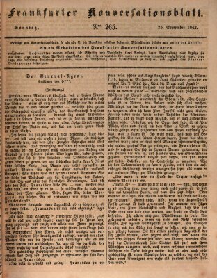 Frankfurter Konversationsblatt (Frankfurter Ober-Post-Amts-Zeitung) Sonntag 25. September 1842