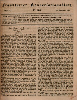 Frankfurter Konversationsblatt (Frankfurter Ober-Post-Amts-Zeitung) Montag 26. September 1842