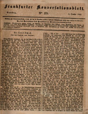 Frankfurter Konversationsblatt (Frankfurter Ober-Post-Amts-Zeitung) Samstag 8. Oktober 1842