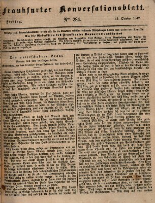 Frankfurter Konversationsblatt (Frankfurter Ober-Post-Amts-Zeitung) Freitag 14. Oktober 1842