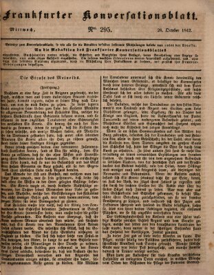 Frankfurter Konversationsblatt (Frankfurter Ober-Post-Amts-Zeitung) Mittwoch 26. Oktober 1842