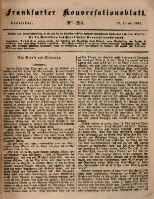 Frankfurter Konversationsblatt (Frankfurter Ober-Post-Amts-Zeitung) Donnerstag 27. Oktober 1842